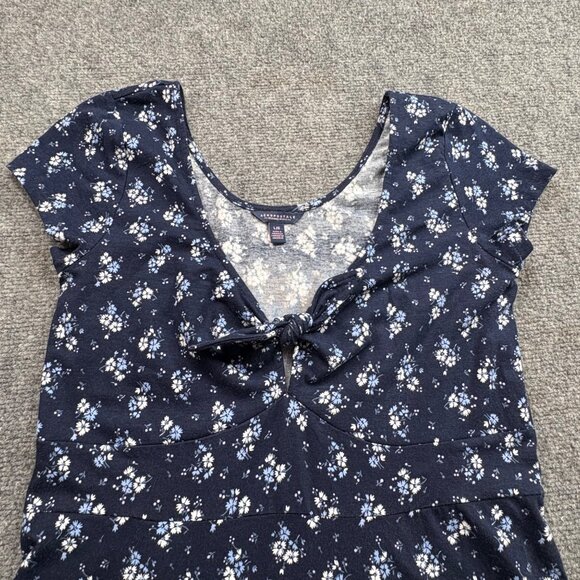 Aeropostale‎ Dress Womens L Navy Floral Knot Keyhole Detail Mid Thigh Beach - Picture 3 of 15